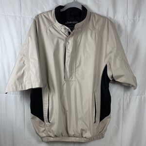 FootJoy FJ Beige Short Sleeve Windbreaker Pullover Golf Jacket Mens L